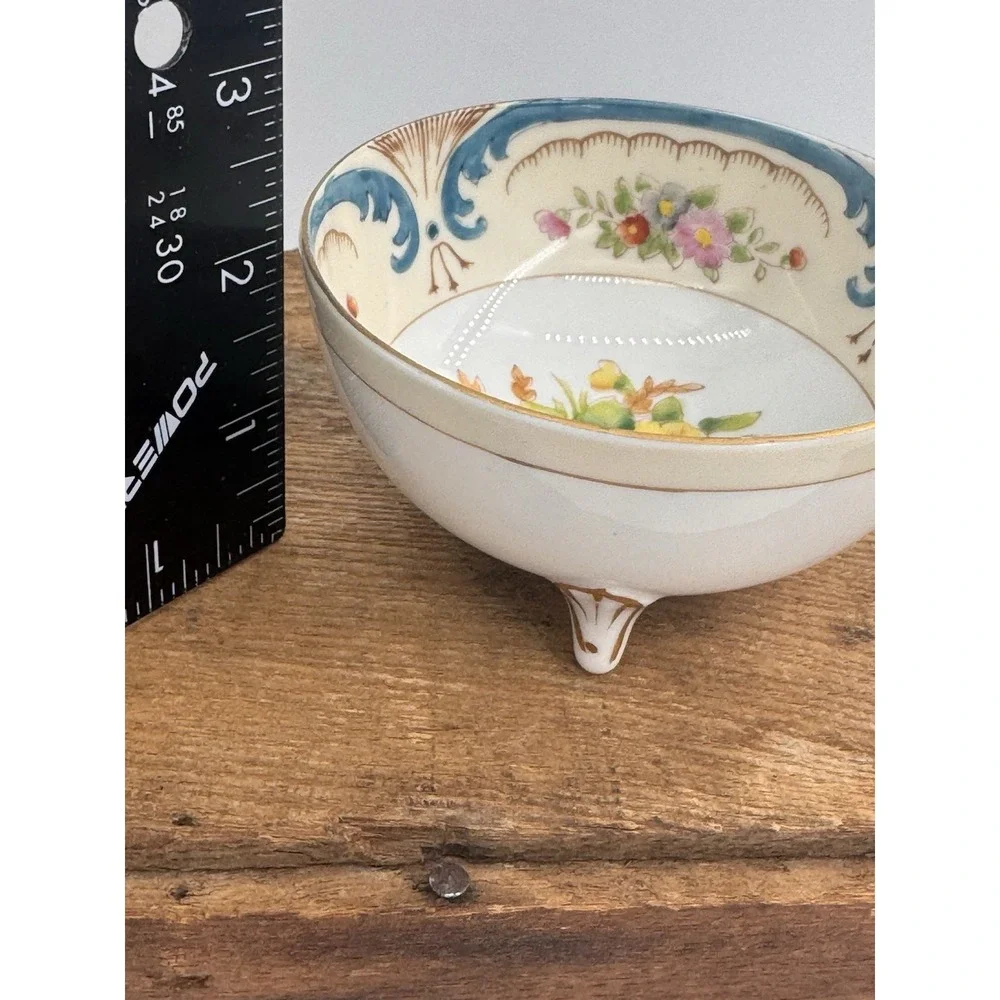 Noritake Hand Painted‎ Footed Bowl w/Ladle Floral Gold Trim Japan Set Vintage